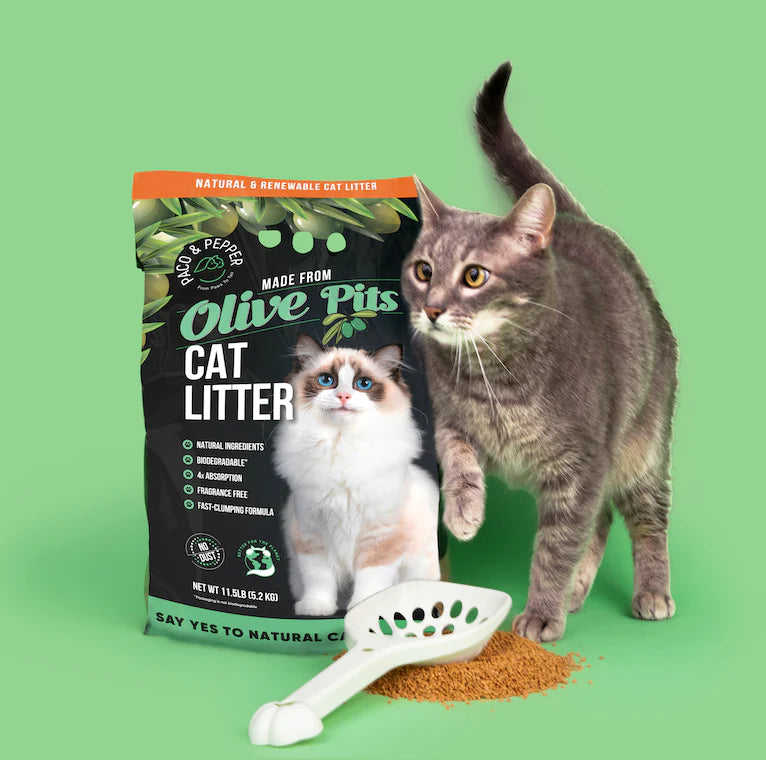 2 bags Paco & Pepper Olive Pit Cat Litter